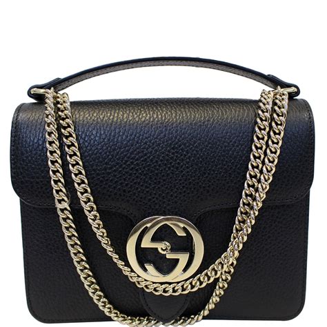 gucci interlocking chain bag black|Gucci interlocking shoulder bag.